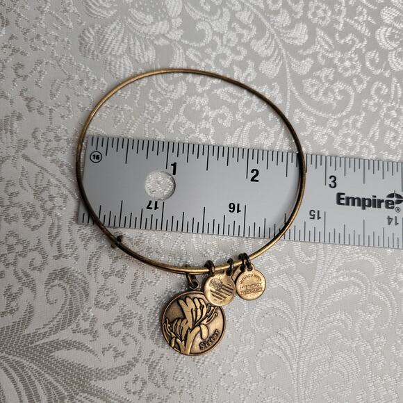 Alex and Ani women's bracelet Sister charm gold tone floral‎ birthday gift cute - Picture 4 of 4